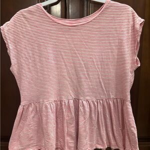 LOFT Pink and White Striped Top Women’s Small